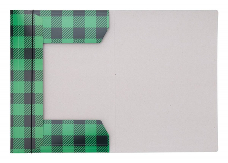 Teczka z gumką OFFICE PRODUCTS, karton/lakier, A4, 320gsm, 3-skrz., mix kolorów w kratę