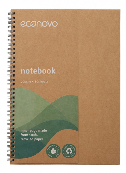 Kołonotatnik ECONOVO, z recyklingu, A4, 80 kart., 70gsm, naturalny