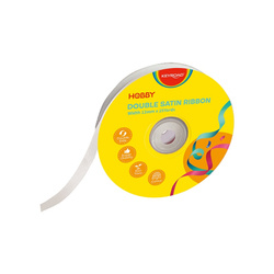 Wstążka KEYROAD, podwójna, satynowa, 12mm x 22,86m, na szpulce, biała