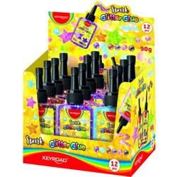 Klej brokatowy KEYROAD, zmywalny, 90g, display, mix kolorów