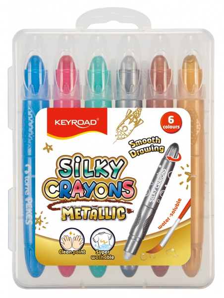 Kredki żelowe KEYROAD Metallic, 6 szt., mix kolorów metalicznych