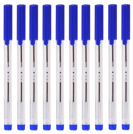 Długopis biurowy przezroczysty 1 mm MemoBe niebieski 10 szt. etui