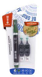 Marker permanentny MEMOBE + 2 ampułki z zapasowym tuszem, okrągła końcówka, kolor zielony