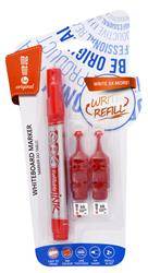 Marker do tablic suchościeralnych MEMOBE + 2 ampułki z zapasowym tuszem, okrągła końcówka, kolor czerwony