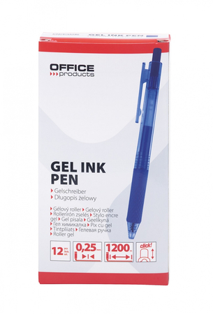 Długopis automatyczny żelowy OFFICE PRODUCTS,  gr. linii 0,25mm, dł. linii 1200m, niebieski