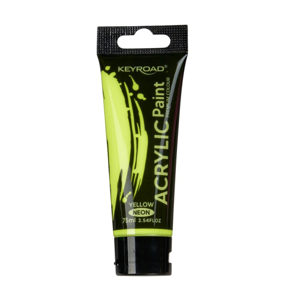 Farba akrylowa KEYROAD, neonowa, 75ml, tubka, żółta
