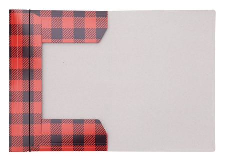 Teczka z gumką OFFICE PRODUCTS, karton/lakier, A4, 320gsm, 3-skrz., mix kolorów w kratę