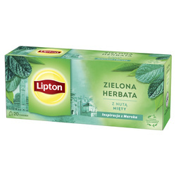 Herbata LIPTON zielona, z nutą mięty, 20 torebek