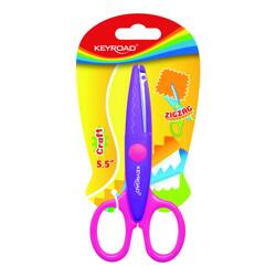 Nożyczki szkolne KEYROAD, ozdobne, zygzak, 13cm, blister, mix kolorów