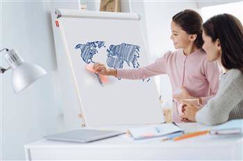 Flipchart 3w1 MEMOBE, regulowany, suchościeralny magnetyczny, 69x108xh110-185 cm