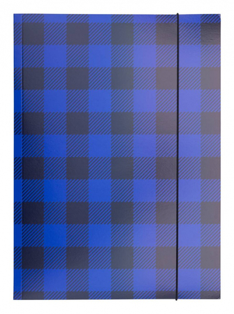 Teczka z gumką OFFICE PRODUCTS, karton/lakier, A4, 320gsm, 3-skrz., mix kolorów w kratę