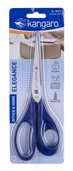 Nożyczki biurowe KANGARO, 21 cm, dla praworęcznych, blister, mix kolorów