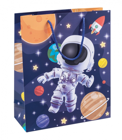 Torebka na prezenty DONAU HOME, laminowana, 25x30x10cm, dziecięca, sznurek, mix wzorów