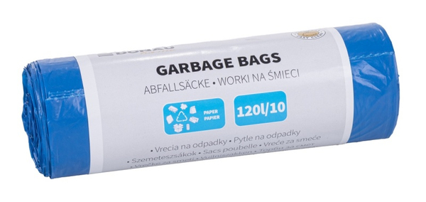 Worki na śmieci DONAU HOME, do segregacji, papier (LDPE), 120l, 10 szt., niebieskie