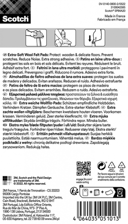 Podkładki z wełny SCOTCH, samoprzylepne, okrągłe, 22mm, 8 szt., beżowe