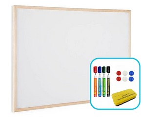 Tablica Magnetyczna Suchościeralna Biała 120x90 cm w ramie drewnianej