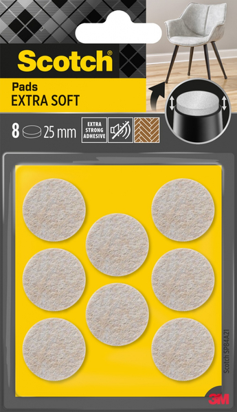 Bardzo miękkie podkładki z wełny SCOTCH, okrągłe, 25mm, 8 szt., beżowe