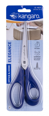 Nożyczki biurowe KANGARO, 21 cm, dla praworęcznych, blister, mix kolorów