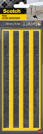 Ultra odporne podkładki filcowe SCOTCH, paski, 208x15mm, 4 szt., czarne