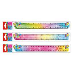 Linijka KEYROAD, 30 cm, elastyczna, tęczowa, zawieszka, mix kolorów