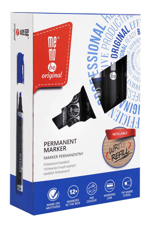 Marker permanentny MEMOBE ścięta końc.kolor niebieski