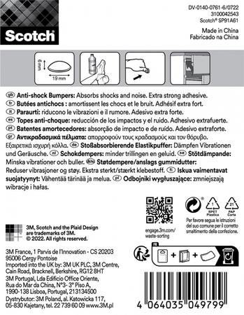 Odbojniki wygłuszające SCOTCH, samoprzylepne, okrągłe, 19mm, 8 szt., przezroczyste