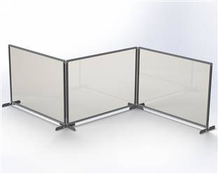 Osłona ochronna MEMOBE, pleksi bezbarwne, rama aluminiowa, metalowa podstawa czerwona 80x60 cm