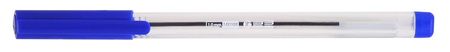 Długopis biurowy przezroczysty 1 mm MemoBe niebieski, Tuba 25 szt.