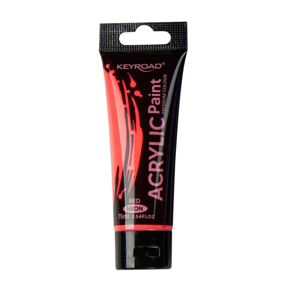 Farba akrylowa KEYROAD, neonowa, 75ml, tubka, czerwona