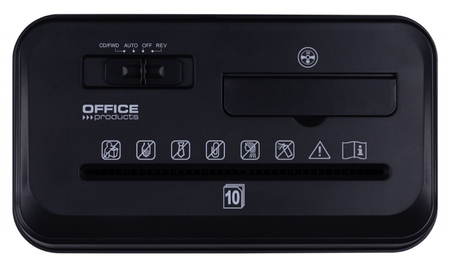 Niszczarka OFFICE PRODUCTS, paski, do 10 kartek A4, kosz 14l, czarna
