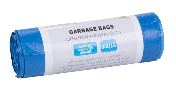 Worki na śmieci DONAU HOME, wiązane (LDHD), 60l, 16 szt., niebieskie