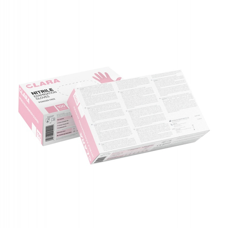 Rękawice nitrylowe bezpudrowe CLARA, 100 szt., rozmiar XS, różowe