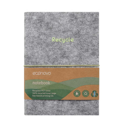 Notes ECONOVO, z recyklingu, okładka z filcu, w linie, 96 kart, 70gsm, szary