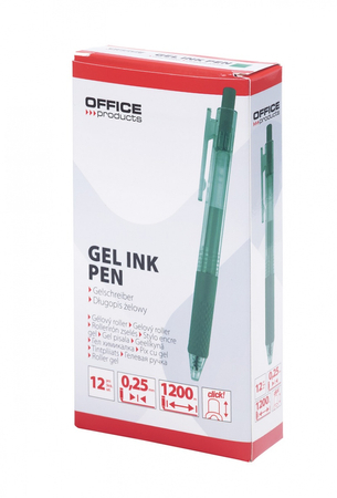 Długopis automatyczny żelowy OFFICE PRODUCTS,  gr. linii 0,25mm, dł. linii 1200m, zielony