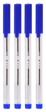 Długopis biurowy przezroczysty 1 mm MemoBe niebieski 4 szt. etui