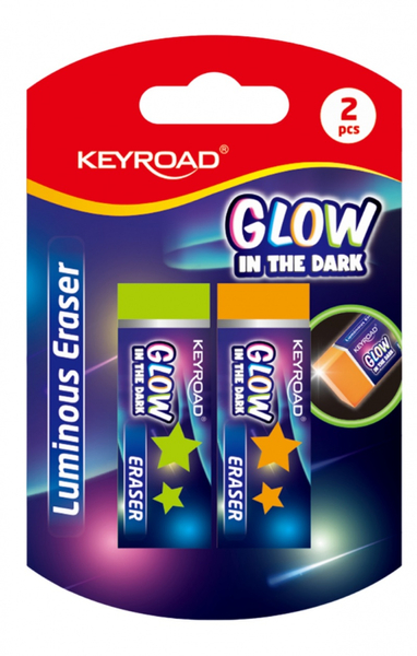 Gumka do ścierania KEYROAD Luminious, fluorescencyjna, 2 szt., blister, mix kolorów