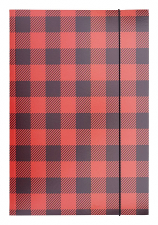 Teczka z gumką OFFICE PRODUCTS, karton/lakier, A4, 320gsm, 3-skrz., mix kolorów w kratę