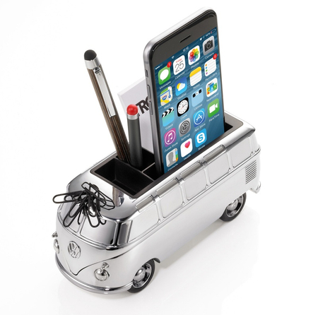 Przybornik na biurko TROIKA Forever T1, VW Camper, chromowany, szary