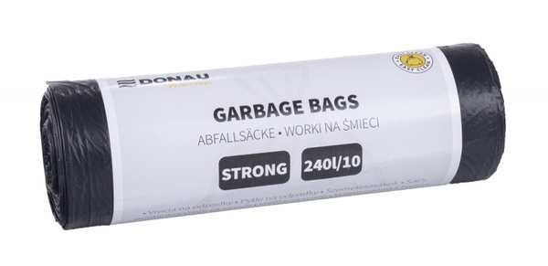 Worki na śmieci DONAU HOME, mocne (LDPE), 240l, 10 szt., czarne