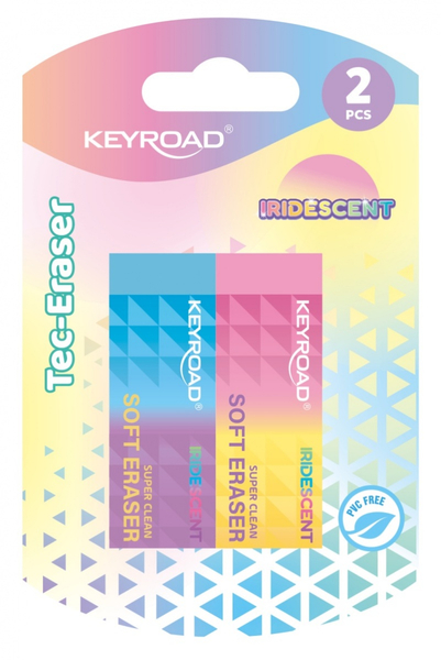 Gumka do ścierania KEYROAD, opalizująca, 2 szt., blister, mix kolorów