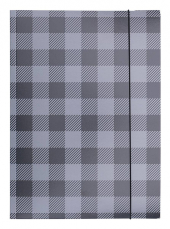 Teczka z gumką OFFICE PRODUCTS, karton/lakier, A4, 320gsm, 3-skrz., mix kolorów w kratę