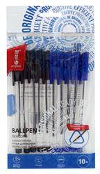 Długopis biurowy przezroczysty 1 mm MemoBe czarny + niebieski 10 szt. etui