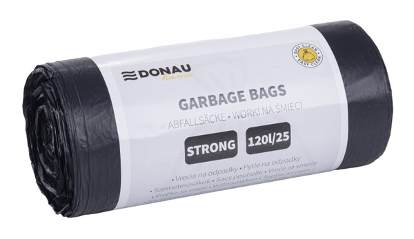 Worki na śmieci DONAU HOME, mocne (LDPE), 120l, 25 szt., czarne