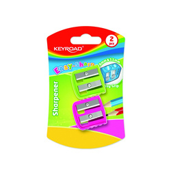 Temperówka plastikowa KEYROAD, pastel, podwójna, 2 szt., blister, mix kolorów