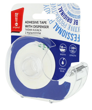 Taśma klejąca MemoBe 18mm x 30m z podajnikiem blister