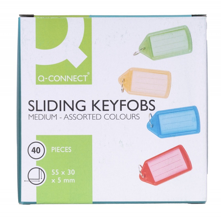 Zawieszki na klucze Q-CONNECT, 55x30mm, 40 szt., mix kolorów