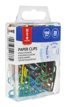 Spinacze powlekane kolorowe 28 mm MemoBe 100 szt. kasetka