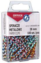 Spinacze metalowe OFFICE PRODUCTS Zebra, powlekane, 28mm, w pudełku, 100szt., mix kolorów