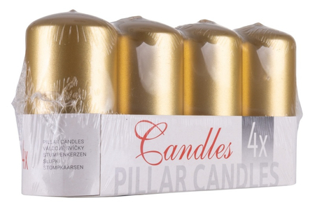 Świeca słupek DONAU HOME Standard Lakier, 50x100mm, 4 szt., złoty