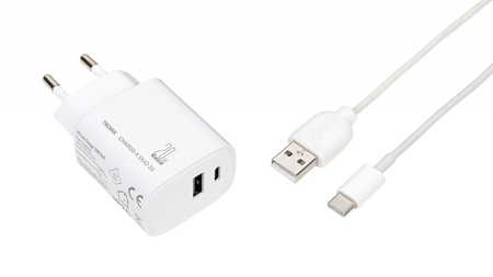 Ładowarka TROIKA Charge-X Duo 20, dwa porty USB-C+A, biała